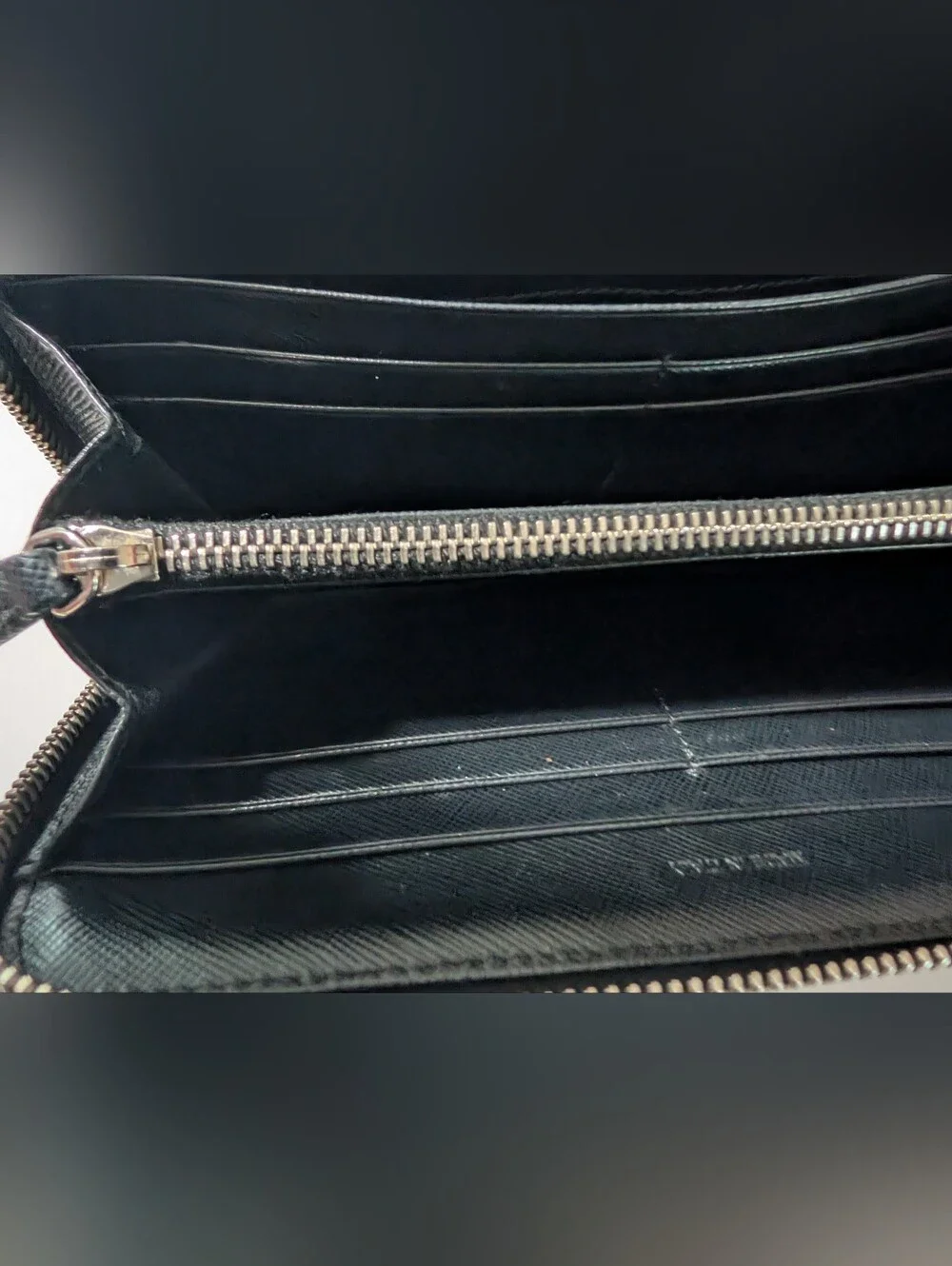 Authentic Prada Tessuto Nylon Zip Around Travel Wallet Organizer Black Italy